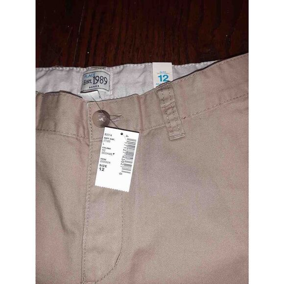 New Boys Size 12 Childrens Place Khaki Tan Adjustable Waist Cotton Pants NWT - Picture 3 of 5